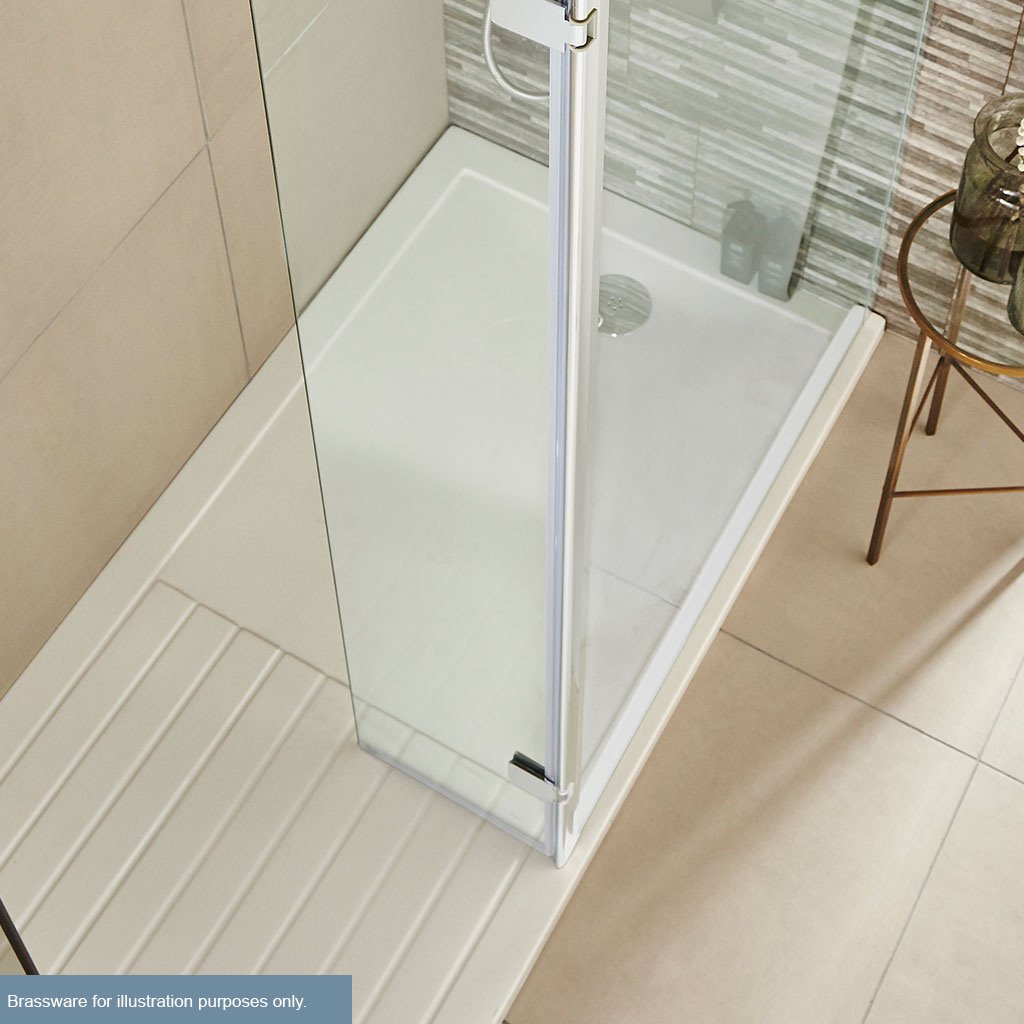 Vantage Plan D 1600mm x 800mm Walk In Shower Tray - White