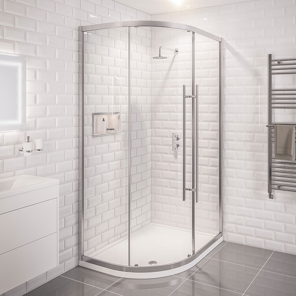 Vantage 2000 6mm Easy Clean 1000x800mm Offset Quadrant Shower Enclosure - Chrome