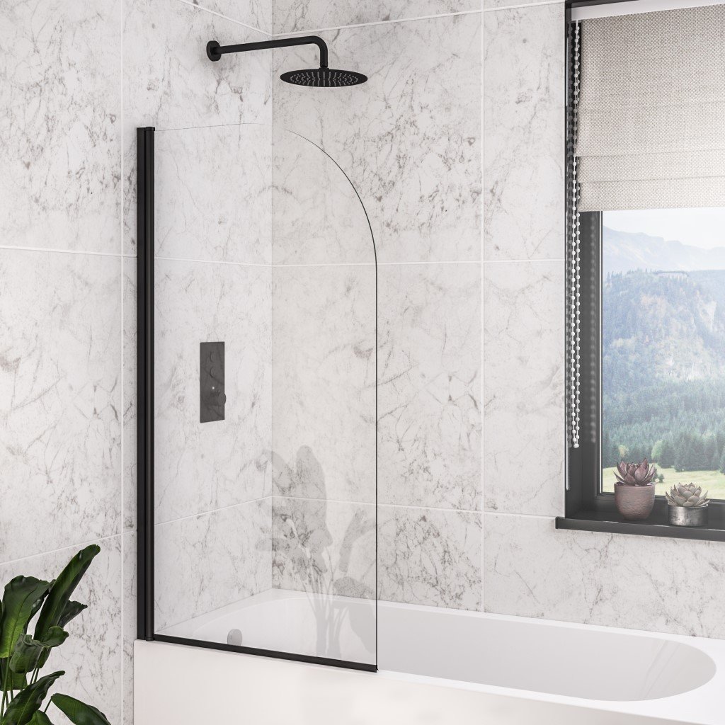 6mm 1400 x 800mm Radius Bath Screen - Matt Black