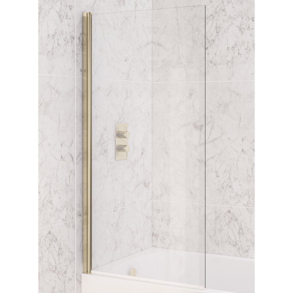 Beaufort 6mm 1400 x 800mm Designer Straight Bath Screen - Brushed Brass