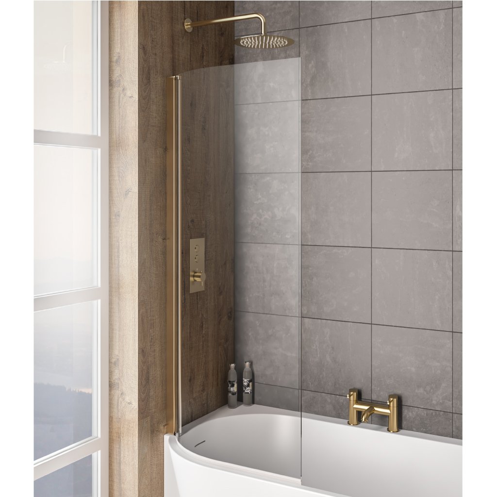 Bray 6mm 1400 x 730mm Left Hand Bath Screen - Brushed Brass 