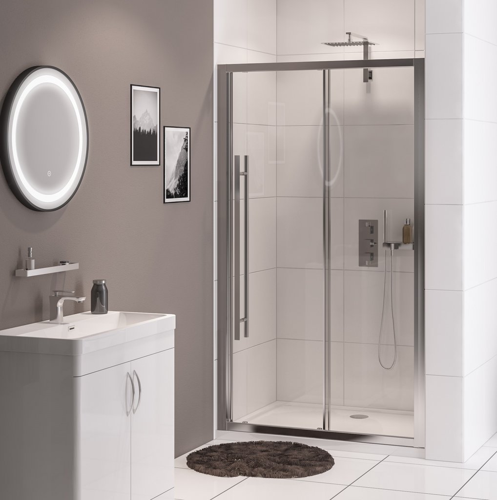 Vantage 2000 Easy Clean 2000x1300mm Slider Shower Door - Chrome