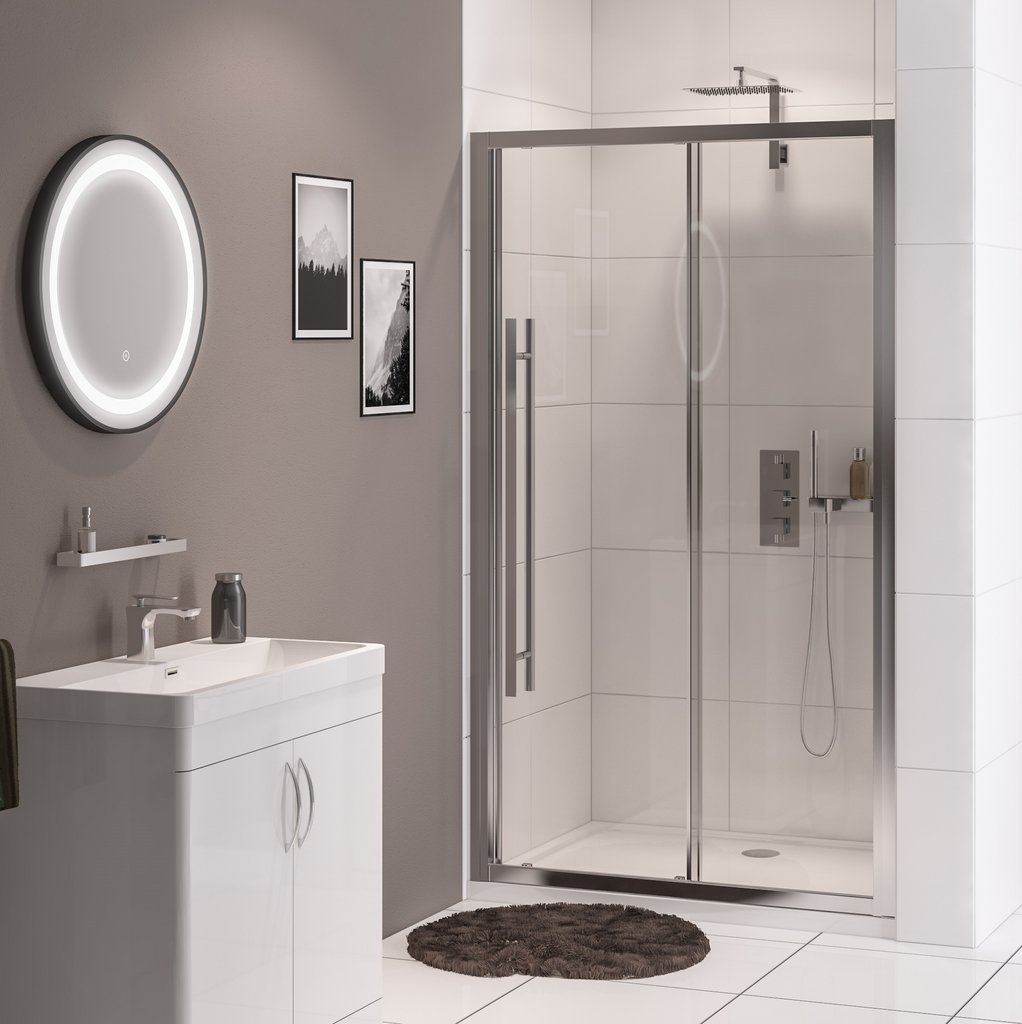 Vantage 2000 Easy Clean 2000x1500mm Slider Shower Door - Chrome