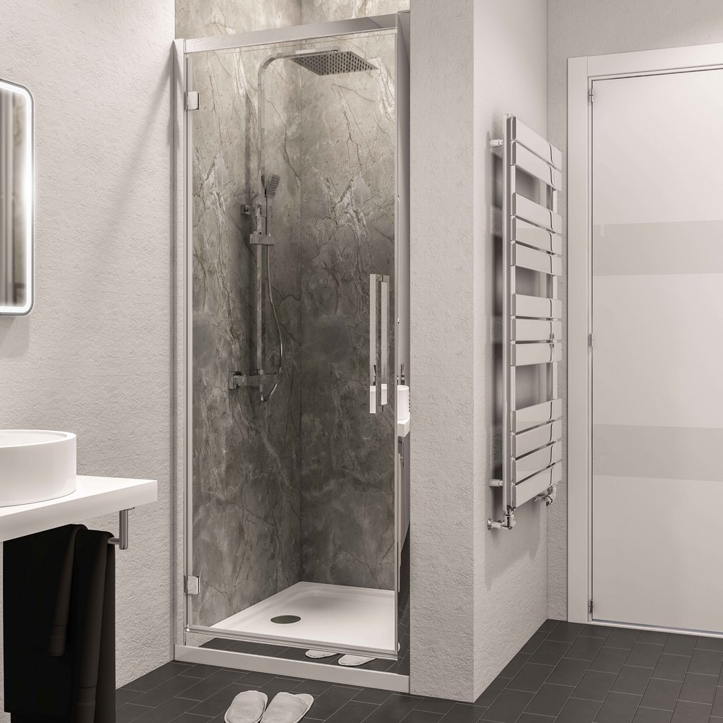 Corniche 2000 8mm Framed 2000mm x 700mm Hinged Shower Door - Chrome