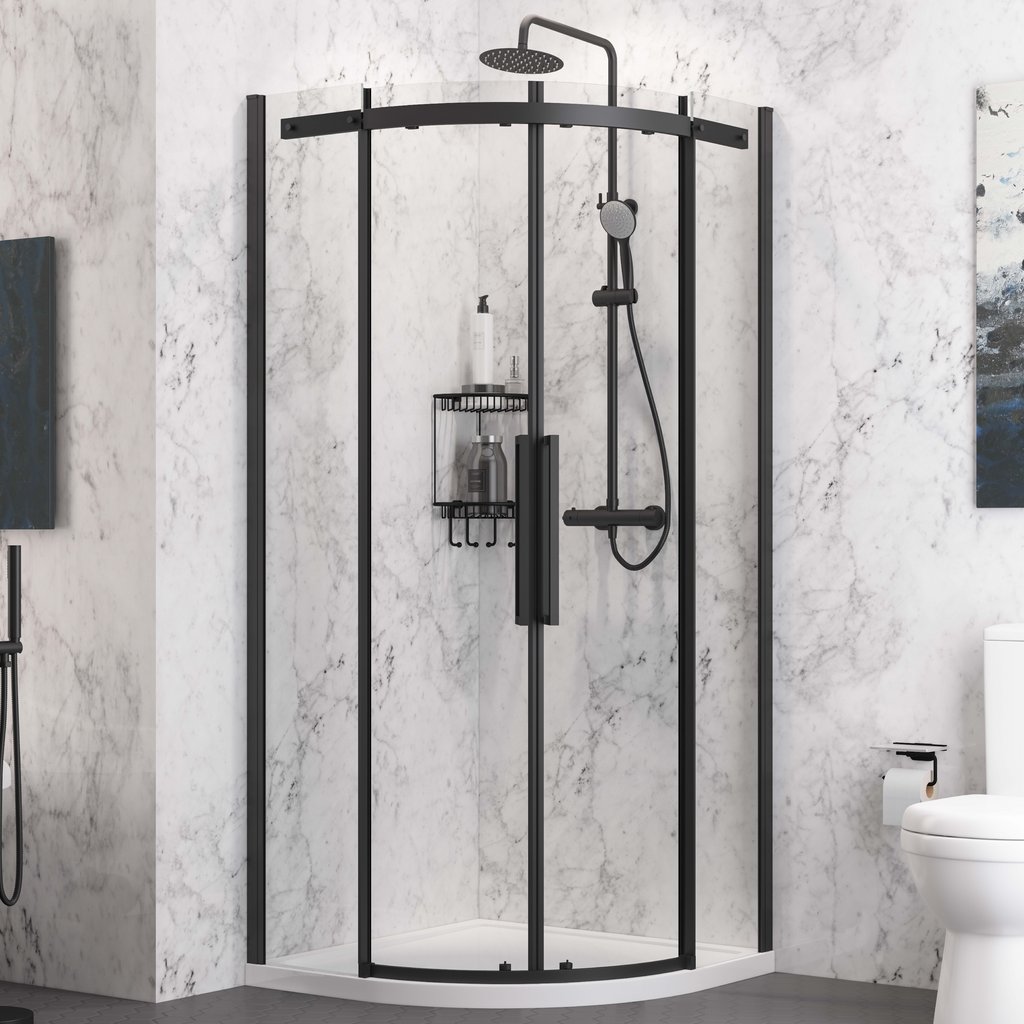 Corniche 2000 1000x1000mm Quadrant Shower Enclosure - Matt Black