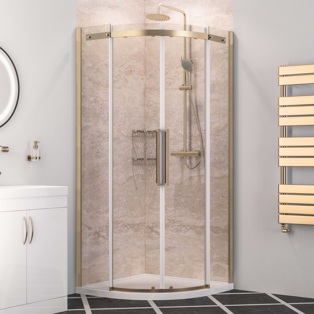 Corniche 2000 1000x1000mm Quadrant Shower Enclosure - Brushed Brass