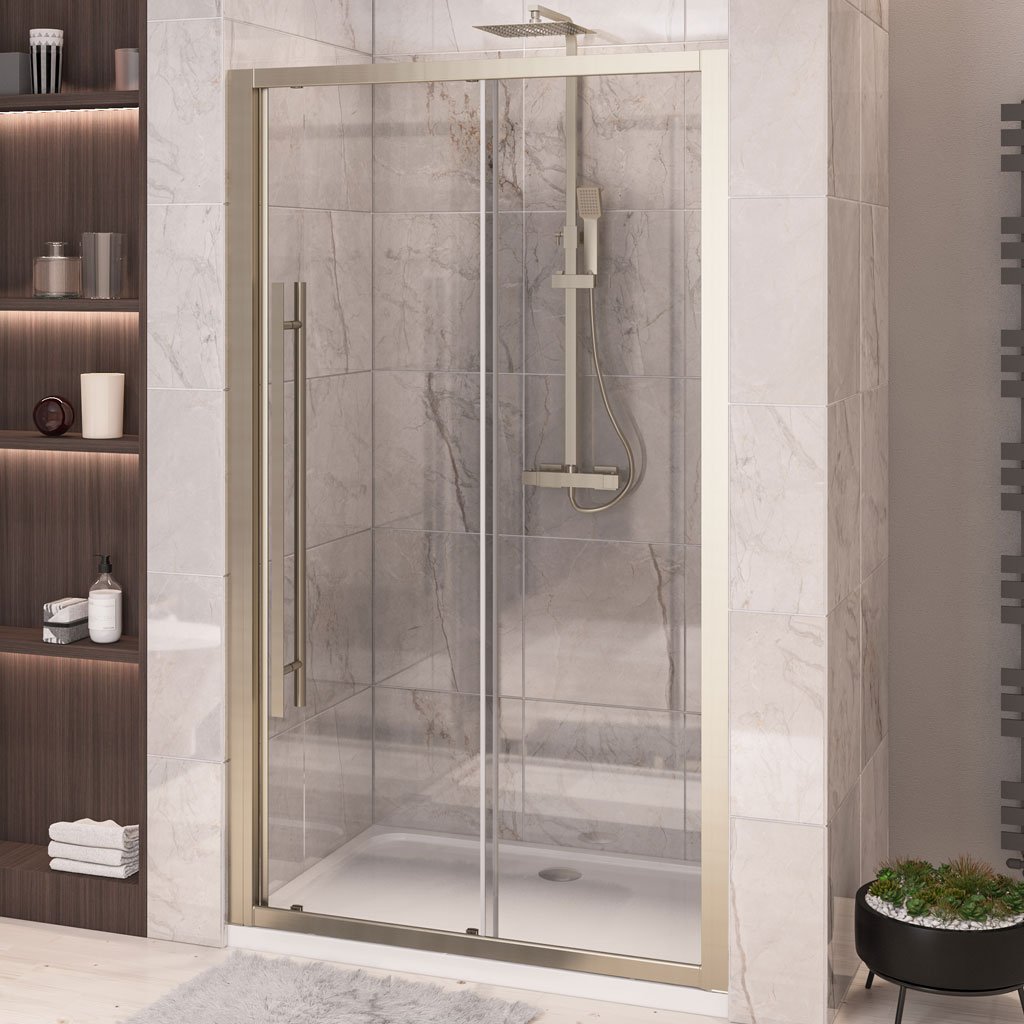 Vantage 2000 Easy Clean 2000mm x 1000mm Slider Shower Door - Brushed Brass