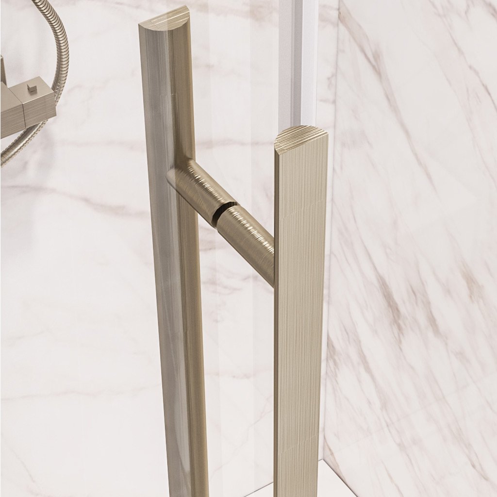 Vantage 2000 6mm Easy Clean 900x760mm Offset Quadrant Shower Enclosure - Brushed Brass