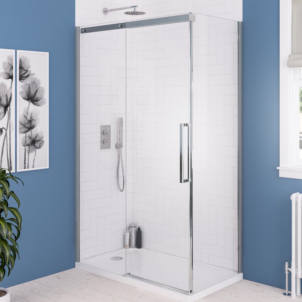 Corniche 2000 8mm Semi-Frameless 2000mm x 1700mm Slider Shower Door - Chrome