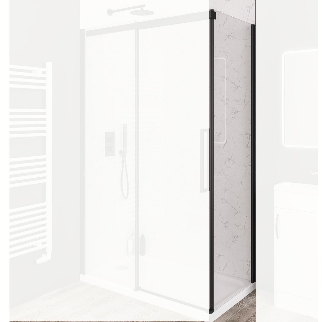 Corniche 2000 8mm Easy Clean 2000mm x 700mm Side Panel - Matt Black