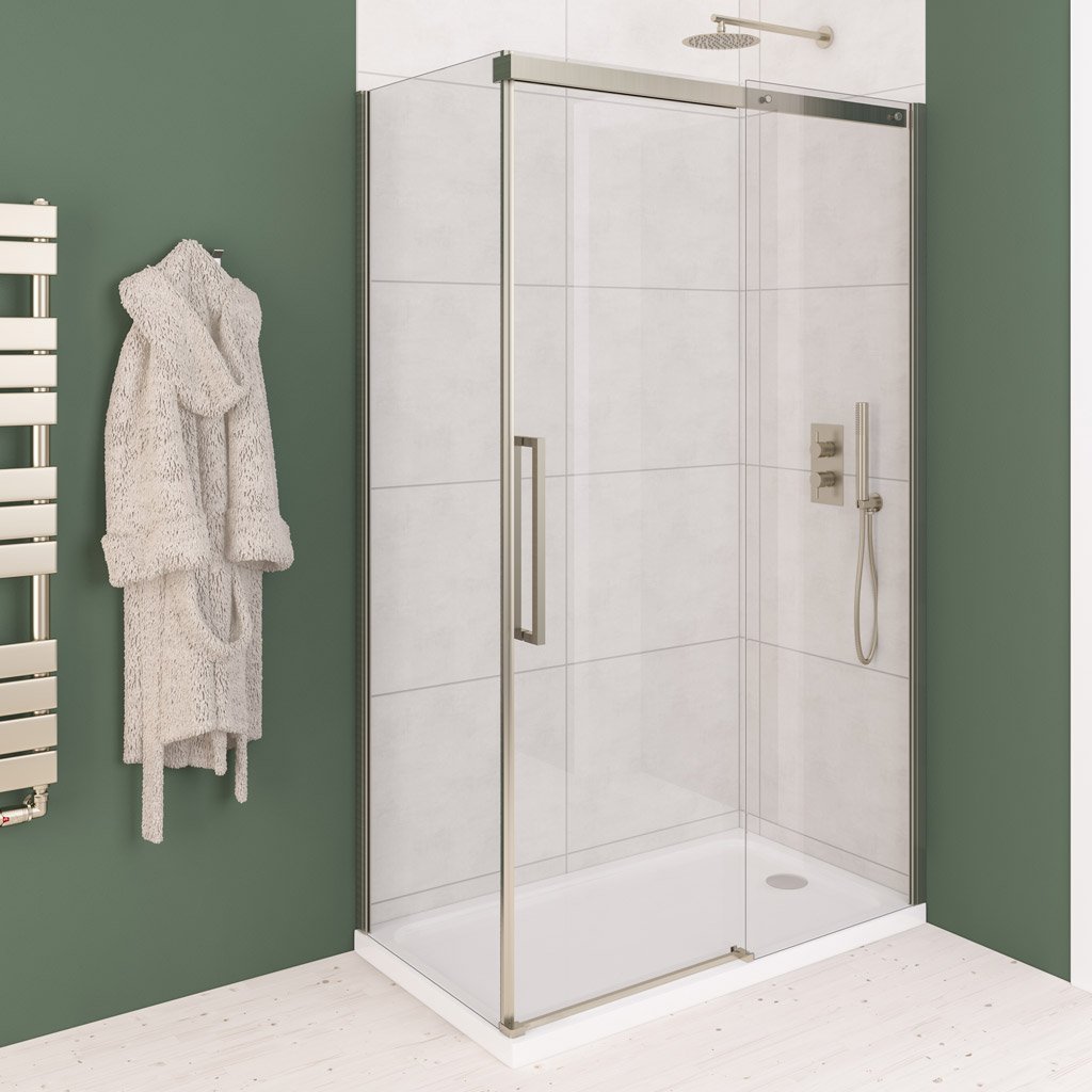 Corniche 2000 8mm Semi-Frameless 2000mm x 1200mm Slider Shower Door - Brushed Brass