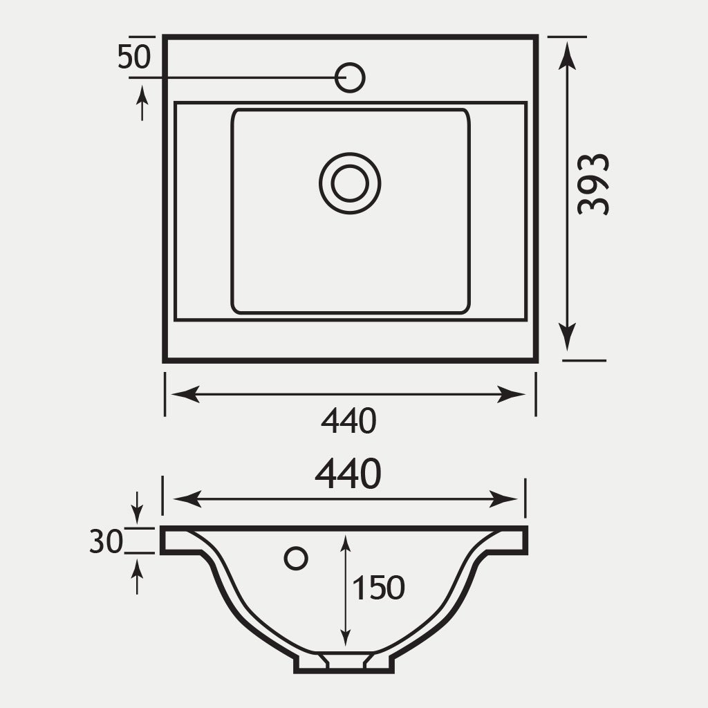 Oslo 44cm x 39cm 1 Tap Hole Cast Marble Basin - White