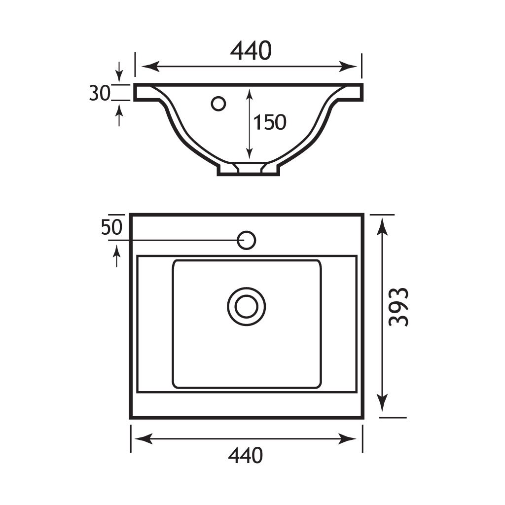 Oslo 44cm x 39cm 1 Tap Hole Cast Marble Basin - White