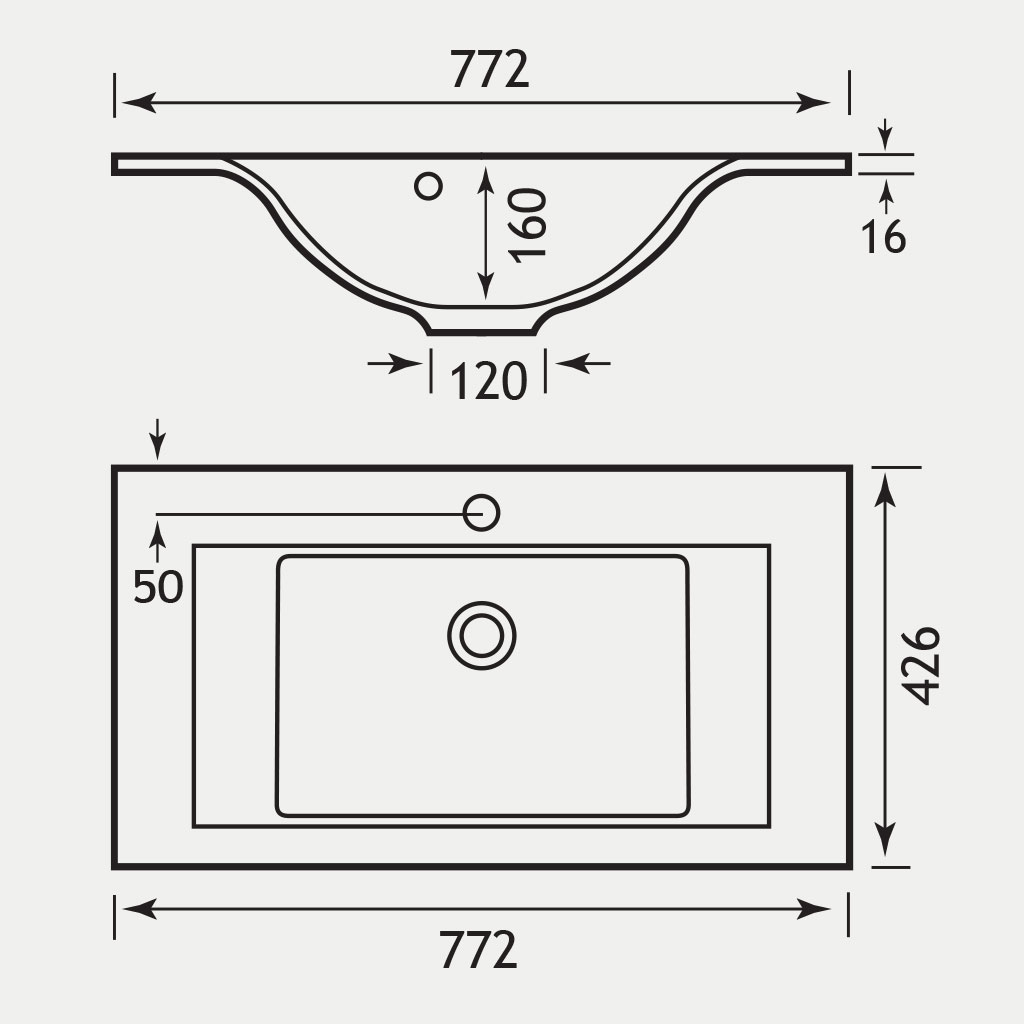 Faro 80cm x 42cm 1 Tap Hole Cast Marble Basin - White