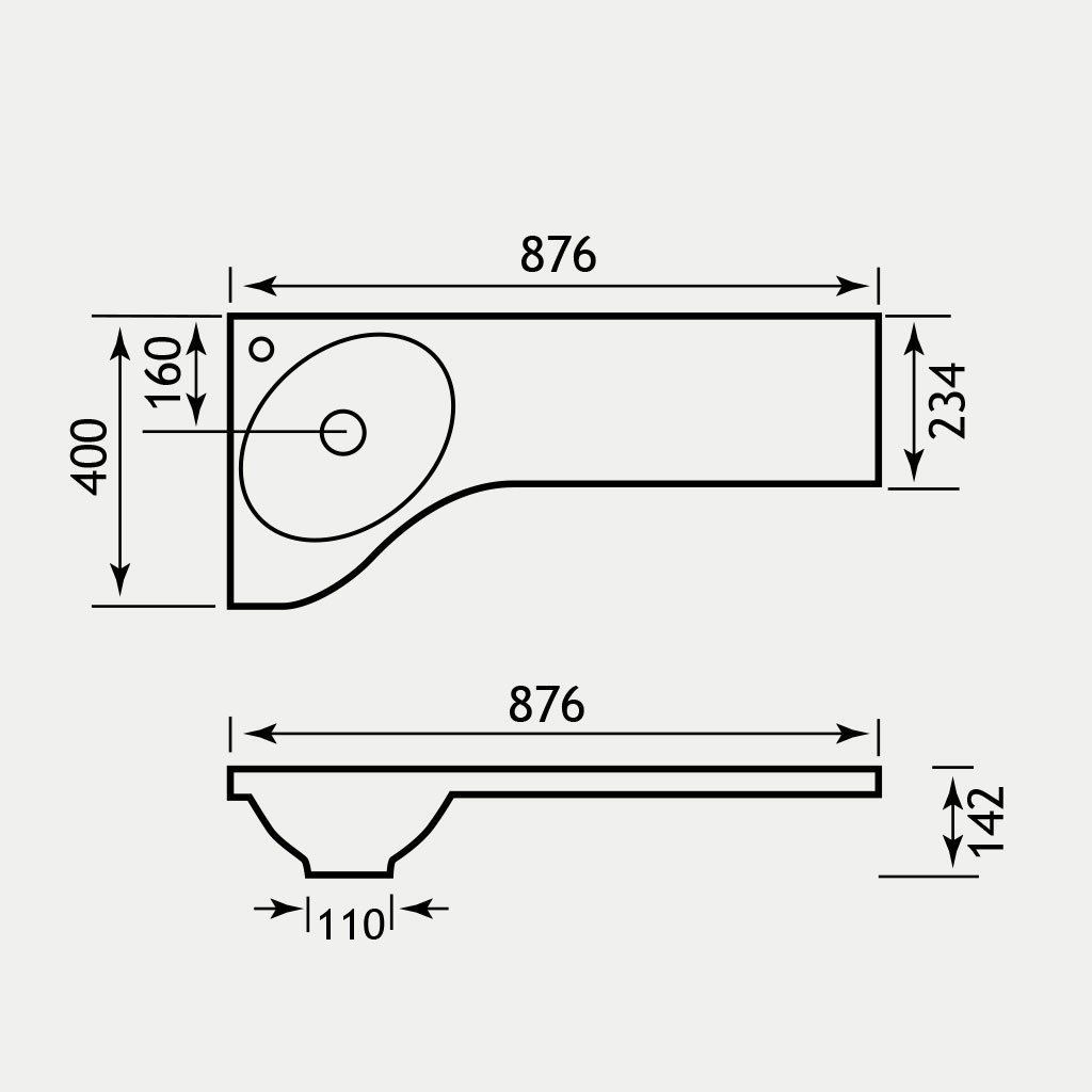 Oslo 87cm x (400x234)cm Left Hand (LH) 1 Tap Hole Corner Combi Long Basin - White