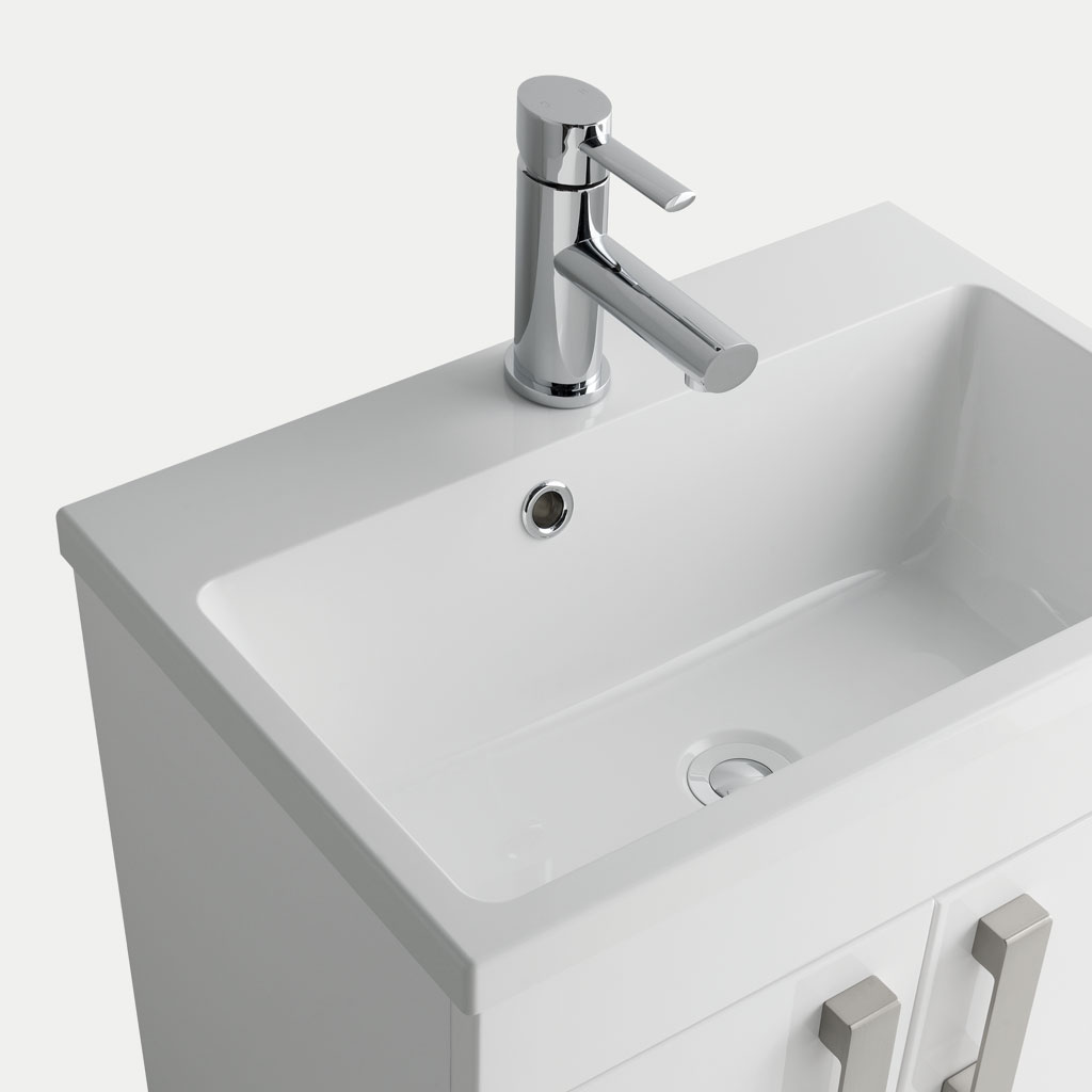 Quantum 44cm x 39cm 1 Tap Hole Cast Marble Basin - White