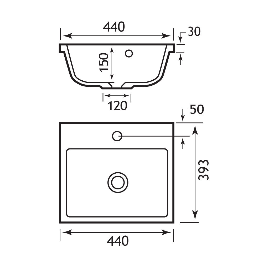 Quantum 44cm x 39cm 1 Tap Hole Cast Marble Basin - White