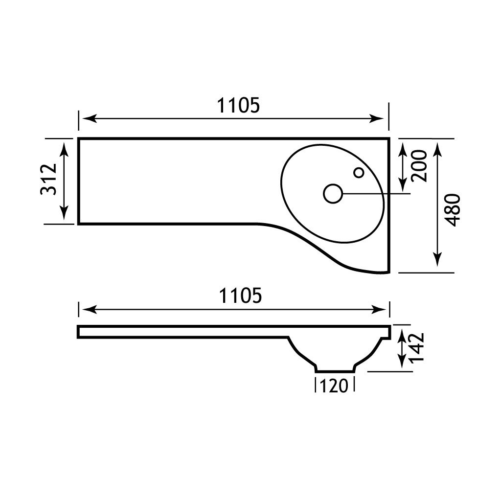 Oslo Max Long Top Right Hand (RH) - White