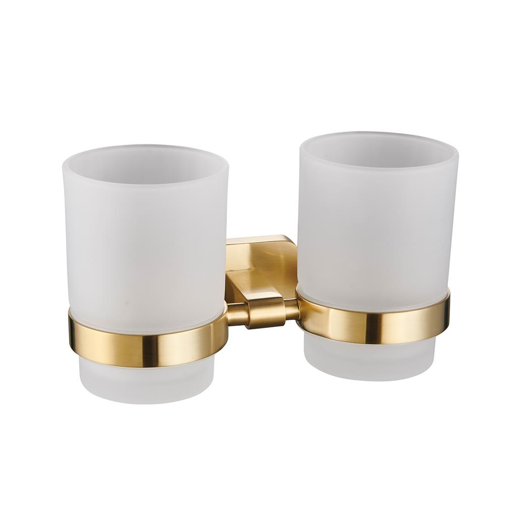 Asti Double Tumbler Holder - Brushed Brass