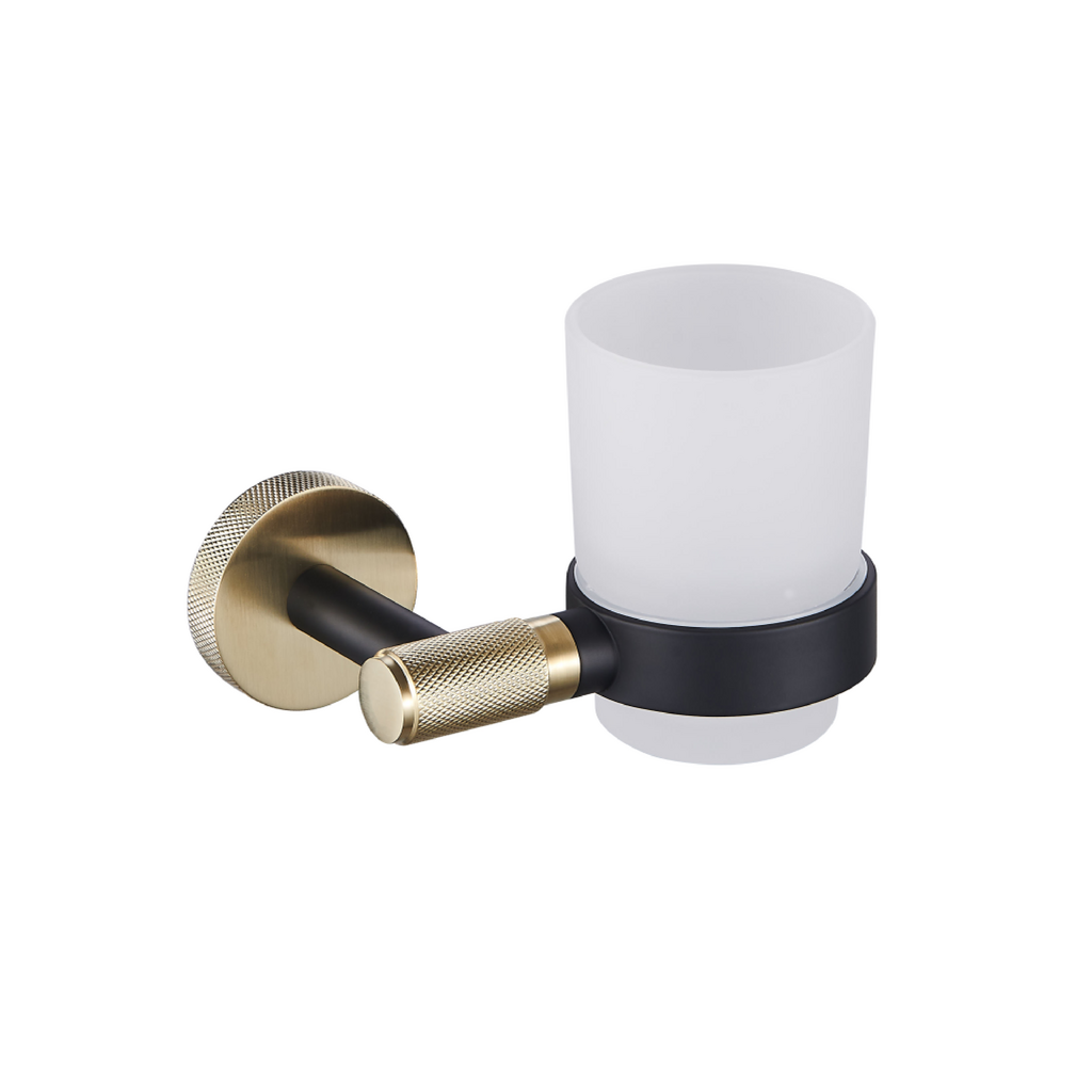 Catania Tumbler Holder in Matt Black/Brushed Brass