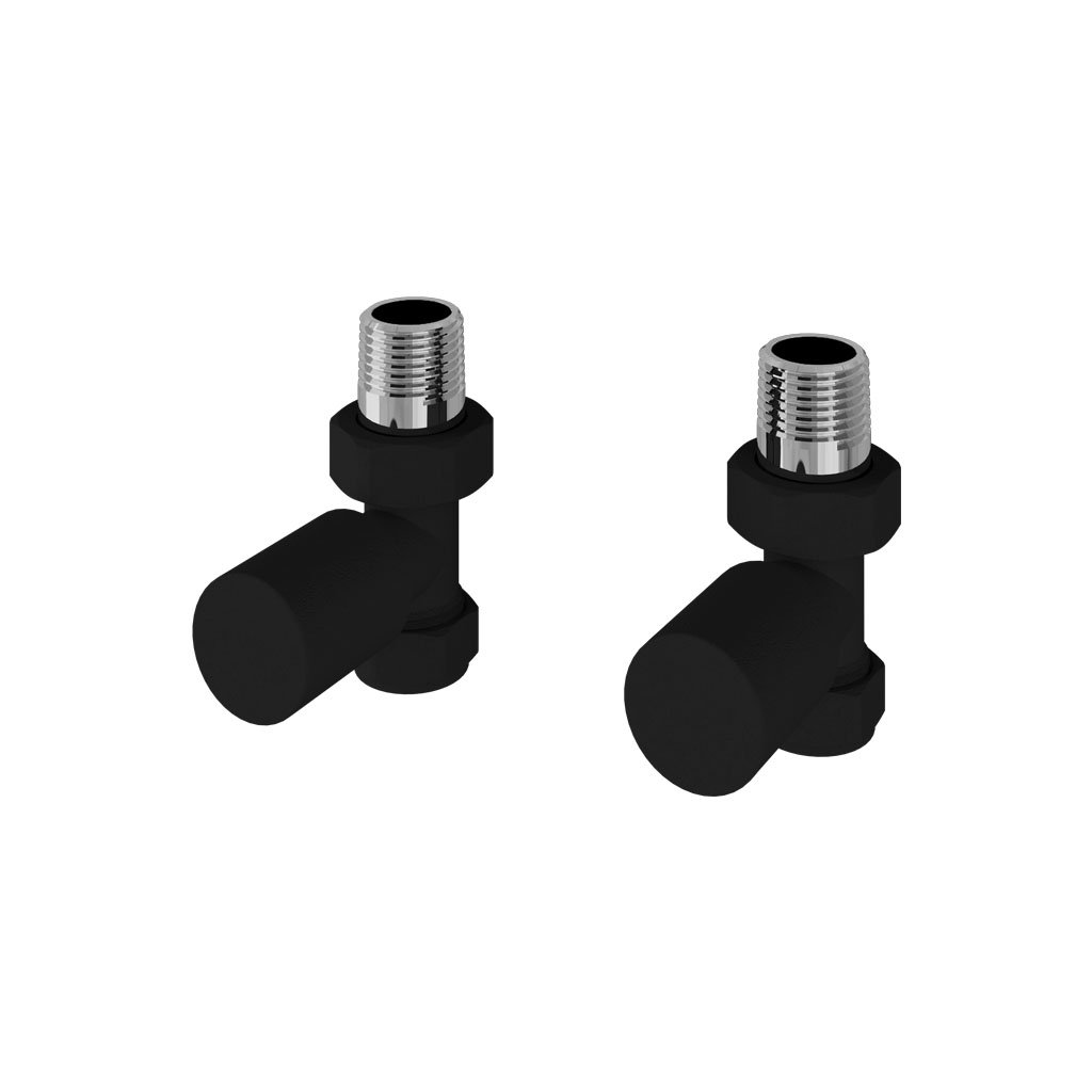 Straight Radiator Valves (pair) Matt Black