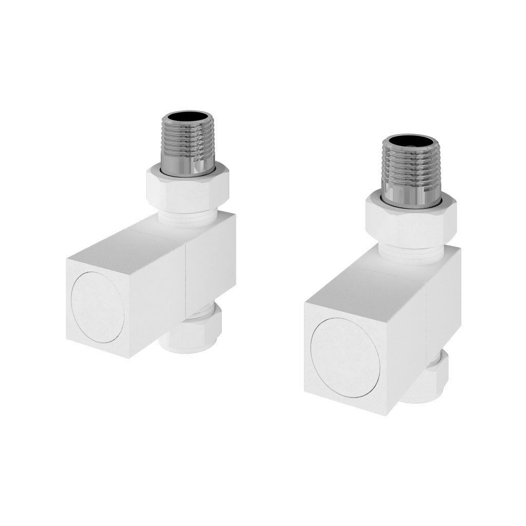 Straight Square Radiator Valves (pair) Matt White