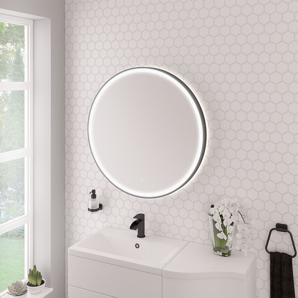 Levone 600x600mm LED Framed Bathroom Mirror - Black