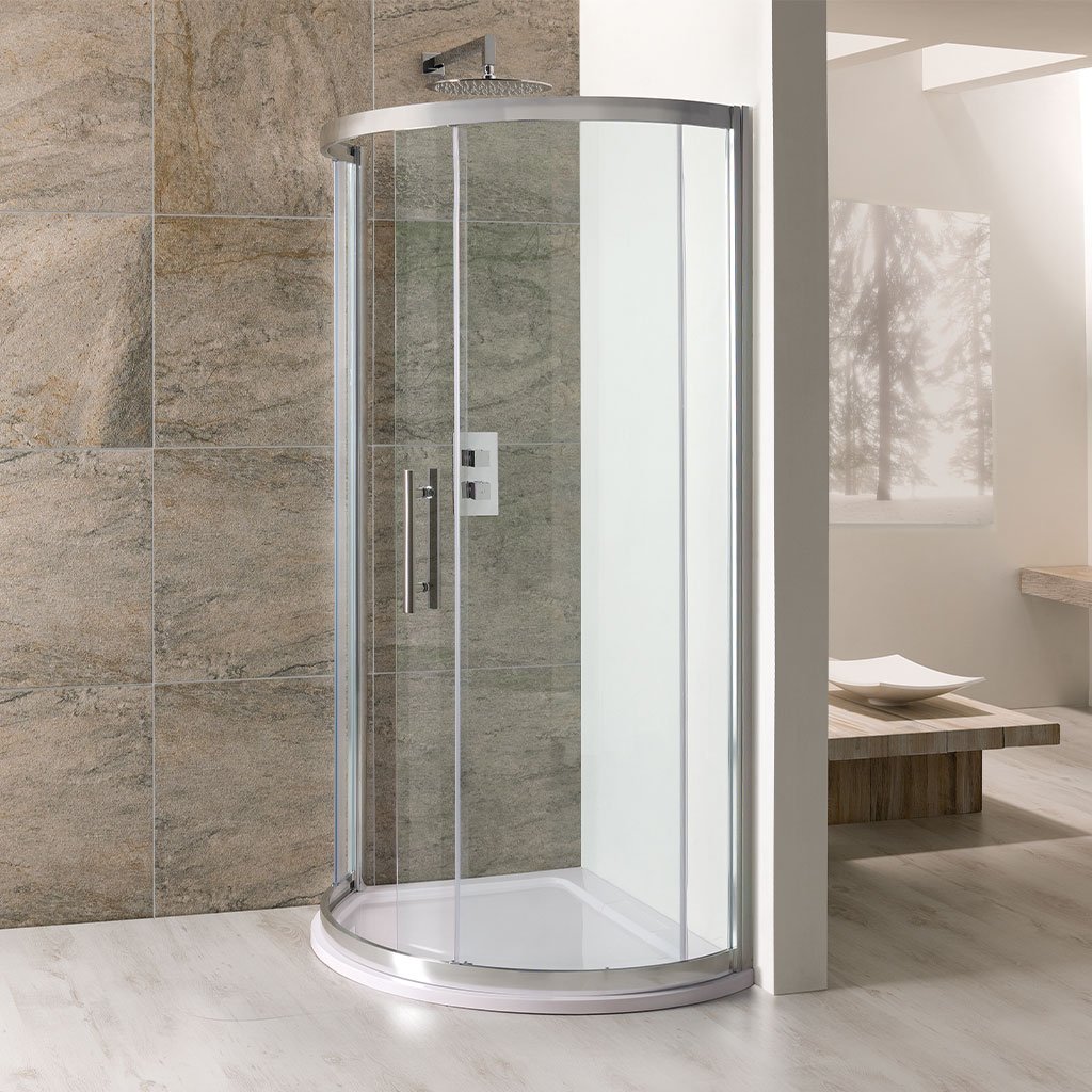 Volente 6mm Easy Clean 1000x850/650mm Spacesaver Offset Quadrant Shower Enclosure - Chrome