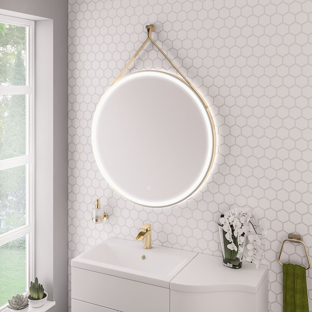 Levone 800x800mm LED Framed Bathroom Mirror - Brushed Brass