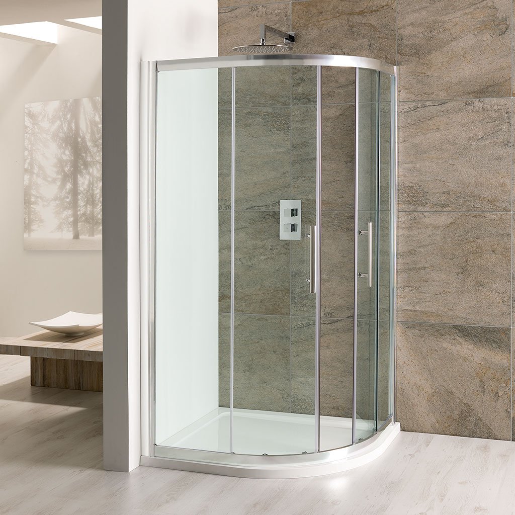 Volente 6mm Easy Clean 1200x900mm Offset Quadrant Shower Enclosure - Chrome