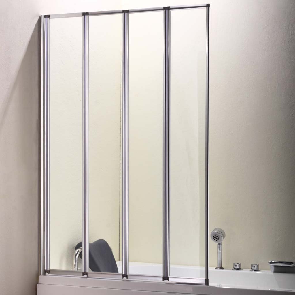 5mm 1400 x 1000mm Bath Screen with 4 Fold Panels - Chrome