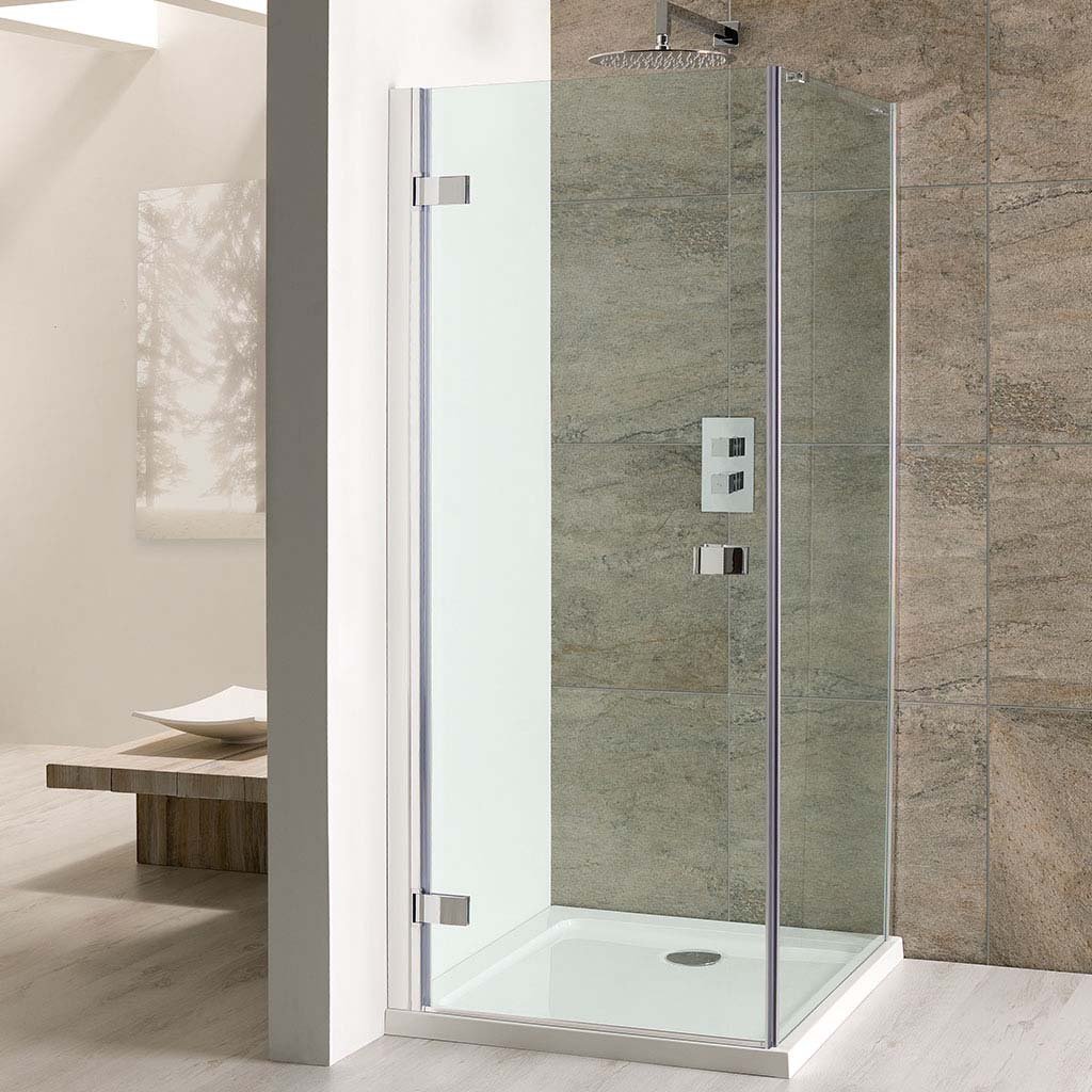 Volente 1850mm x 700mm Frameless Hinge Shower Door - Chrome Profiles