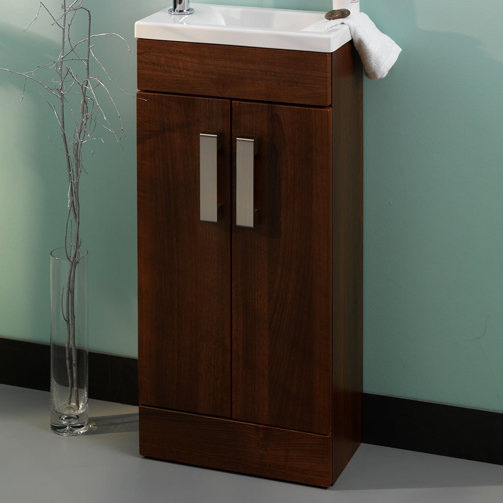 Oslo 39CM 2 Door Basin Vanity Unit - Dark Walnut