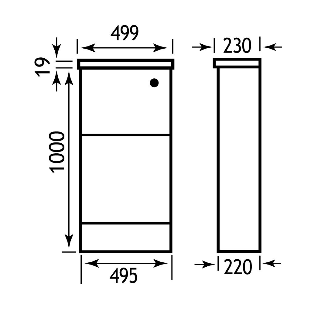 Oslo Tall Cistern 49cm(W) x 220cm(D) WC Unit - Dark Walnut