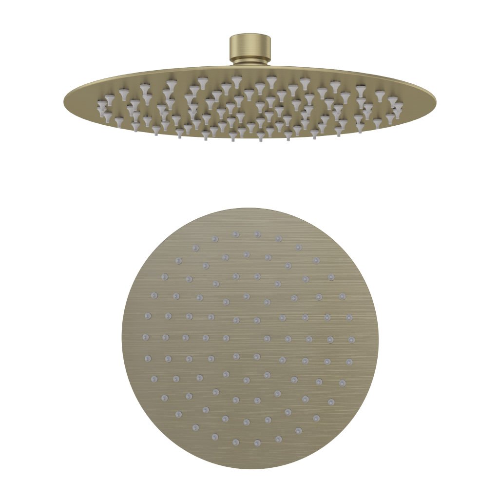 8" (200mm) Round Fixed Over Head Shower Head - Brushed Brass