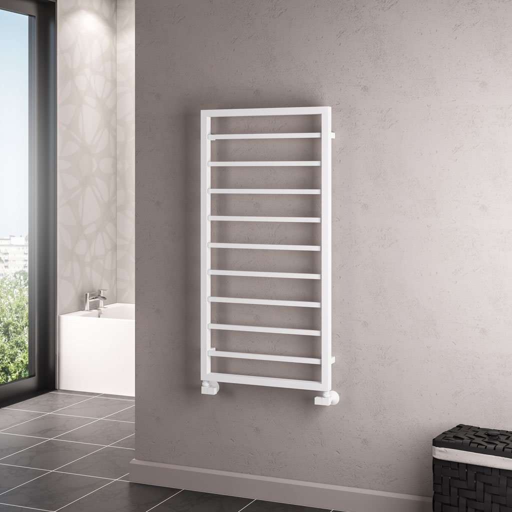 Ryton 1200 x 600mm. Towel Rail Matt White