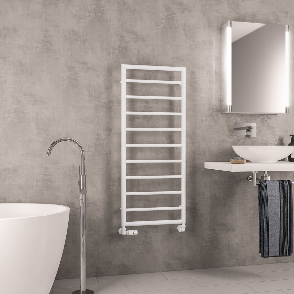 Kenilworth 1200 x 500mm. Towel Rail Matt White