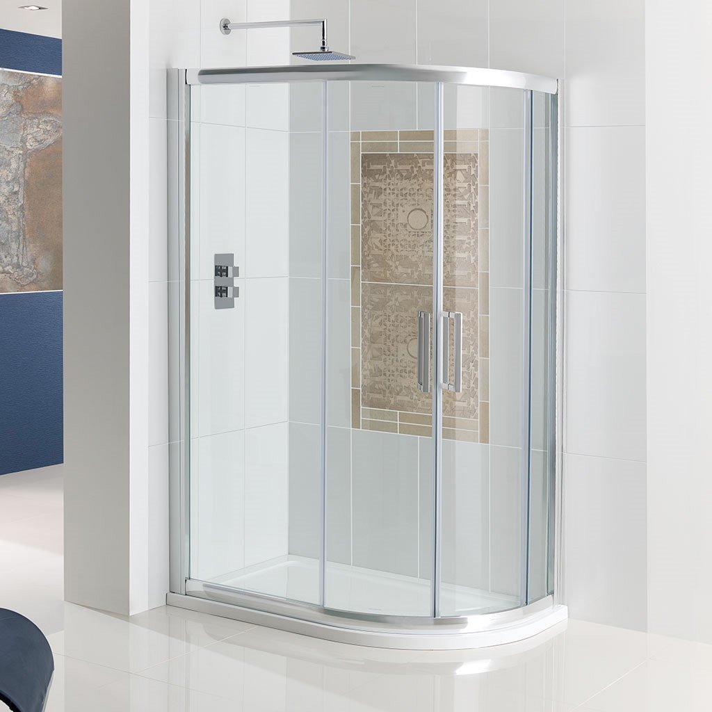 Corniche Easy Clean 1200x900mm Offset Quadrant Shower Enclosure - Chrome