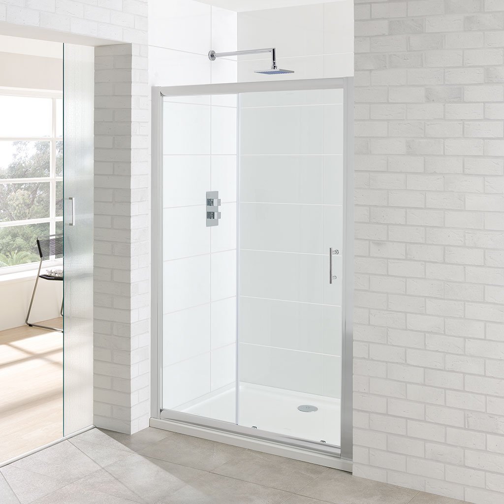 Vantage Easy Clean 1850mm x 1100mm Slider Shower Door - Chrome