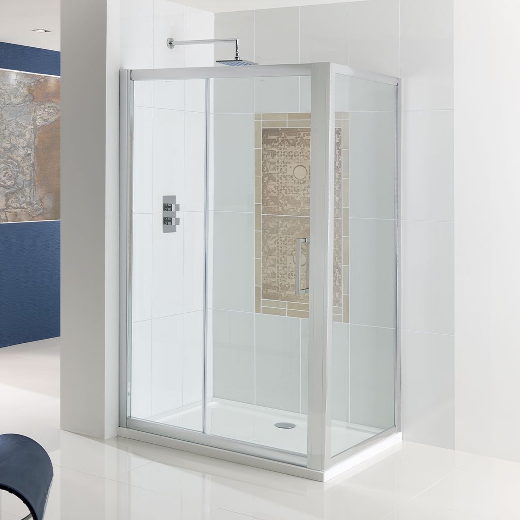 Corniche Easy Clean 1950mm x 1100mm Slider Shower Door - Chrome