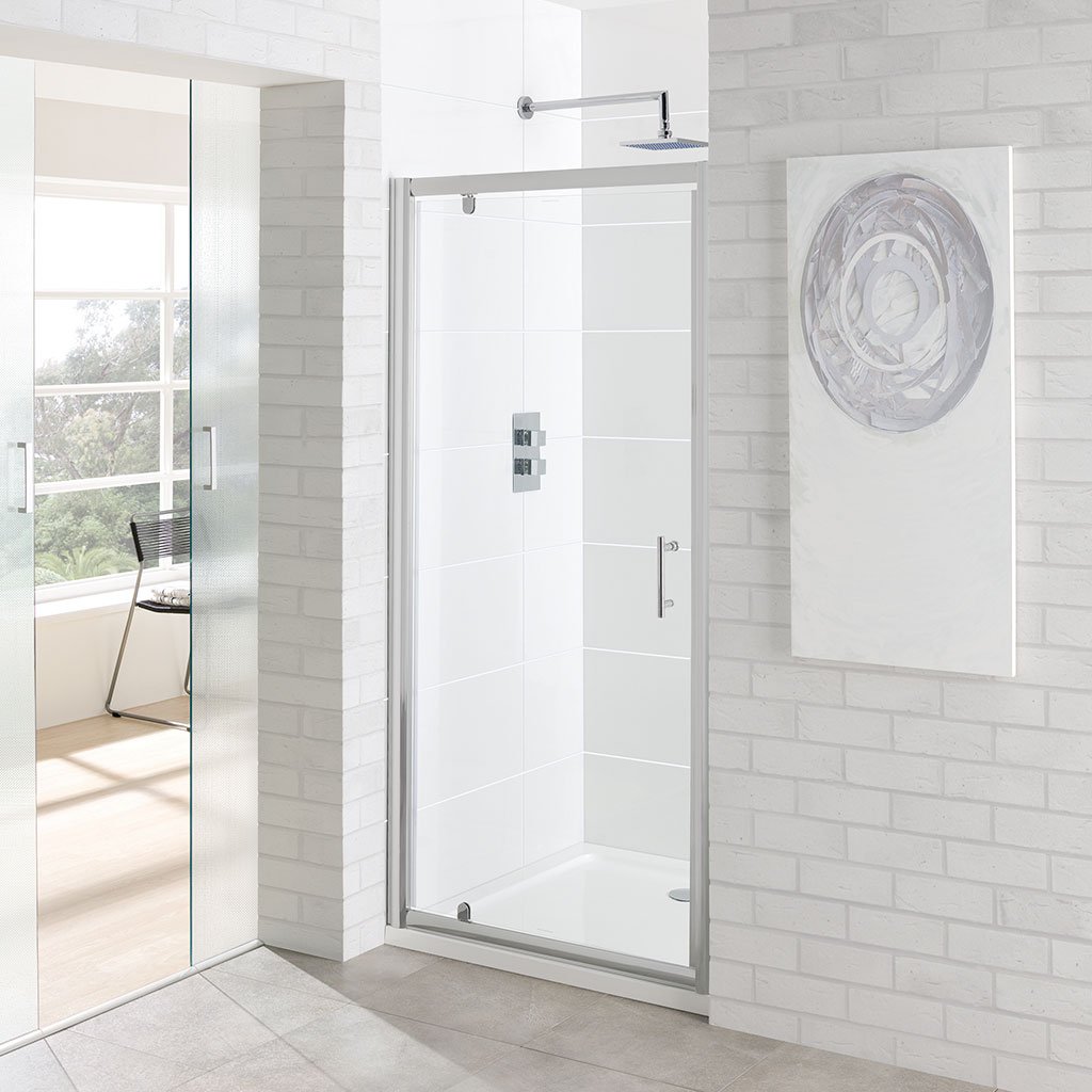 Vantage 6mm Easy Clean 1850mm x 700mm Pivot Shower Door - Chrome