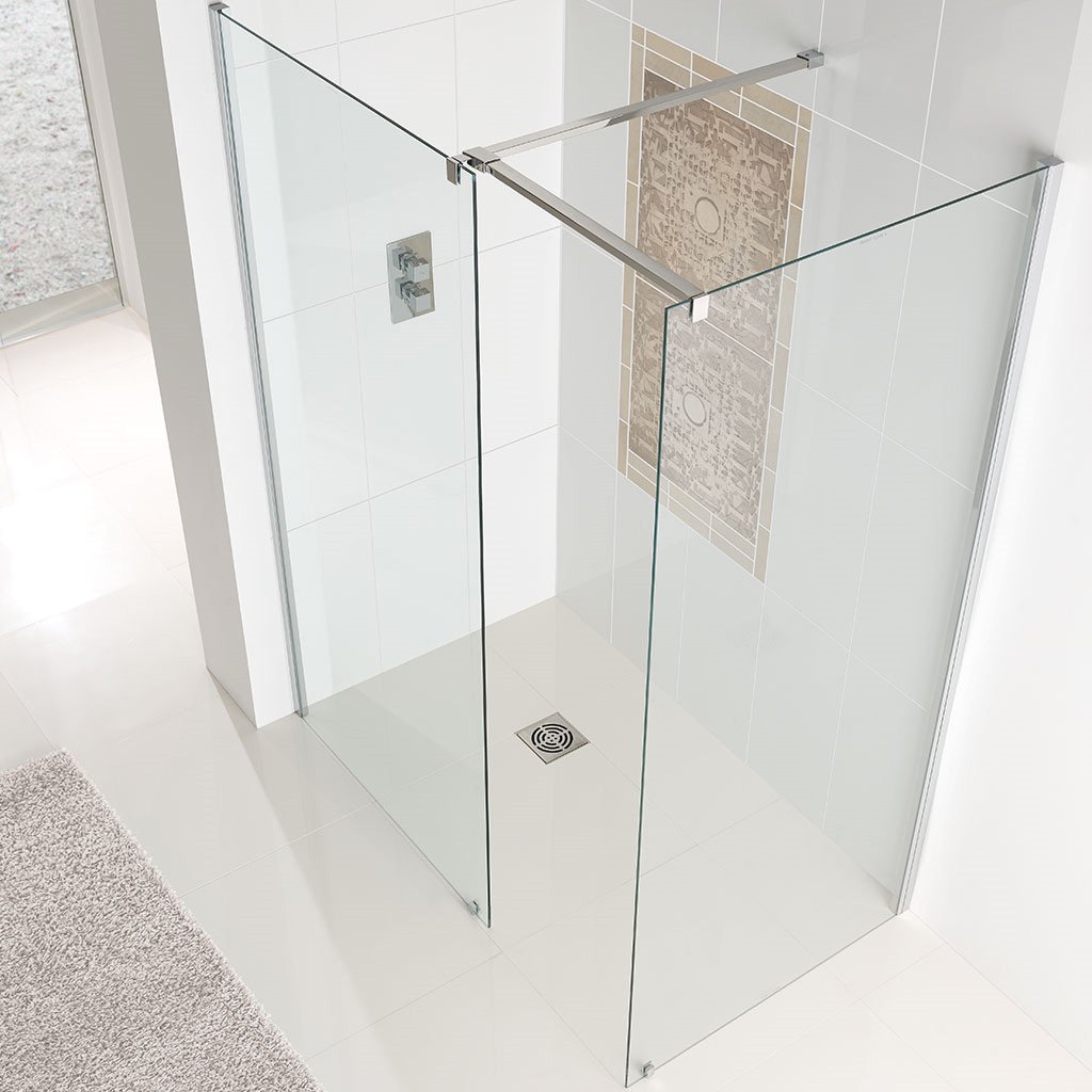 Corniche 8mm Easy Clean 1950mm x 1150mm Walk-In Front Shower Panel for 1700 Tray - Chrome