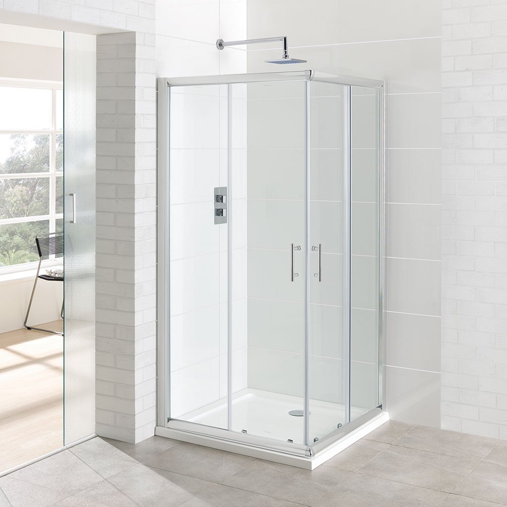 Vantage 6mm Easy Clean 800mm x 800mm Corner Entry Shower Enclosure - Chrome