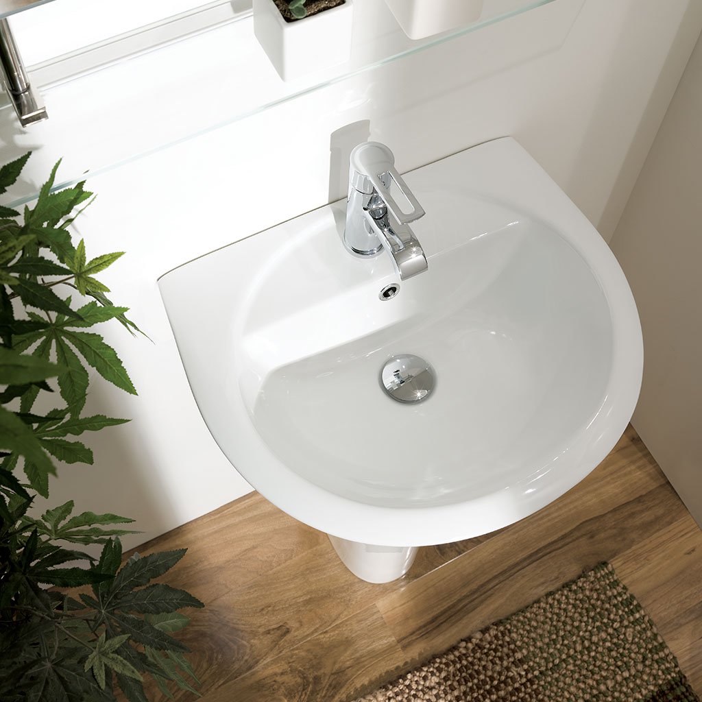 Loire 53cm x 45cm 1 Tap Hole Ceramic Basin with Overflow - White