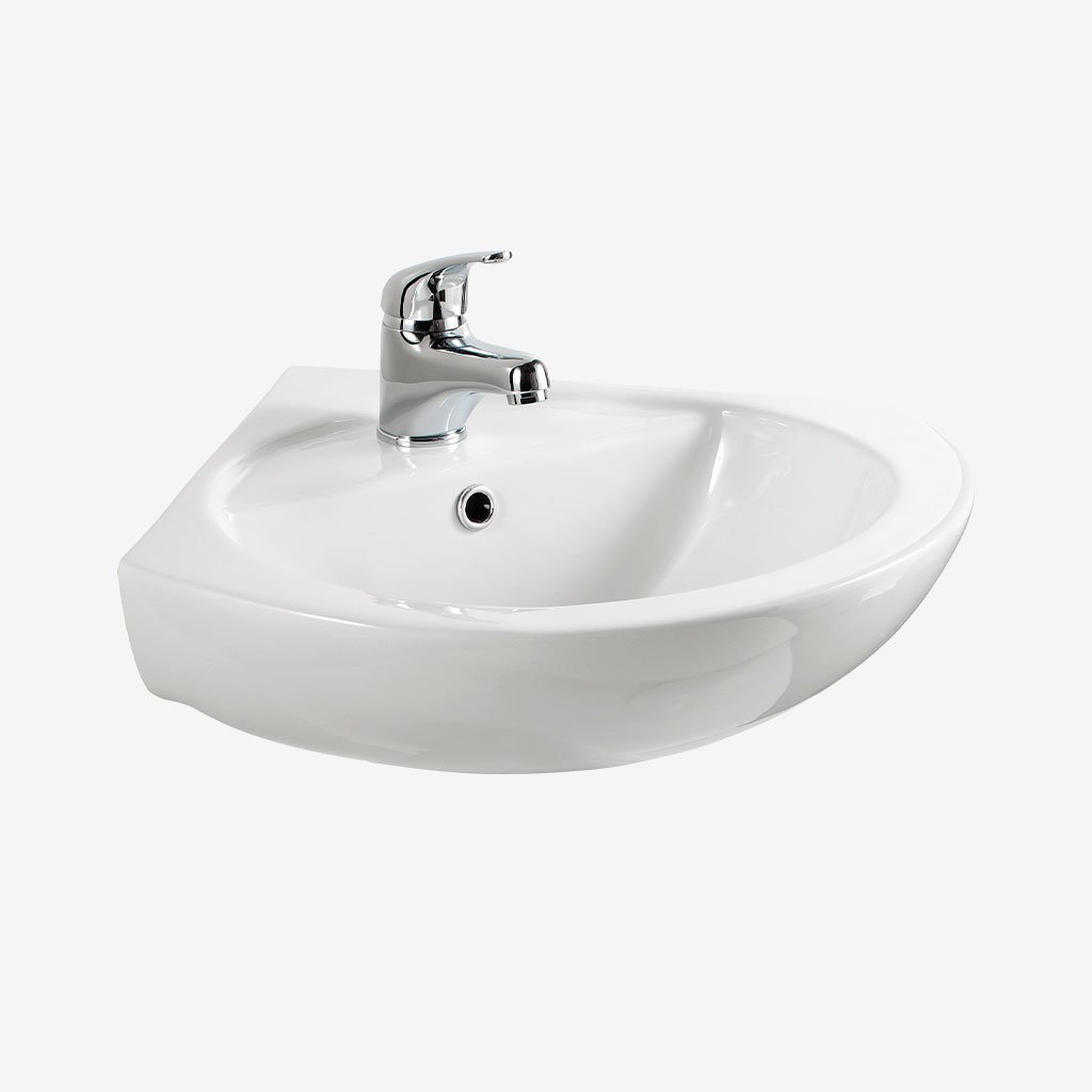 Loire 400 56cm x 41cm 1 Tap Hole Ceramic Corner Basin - White