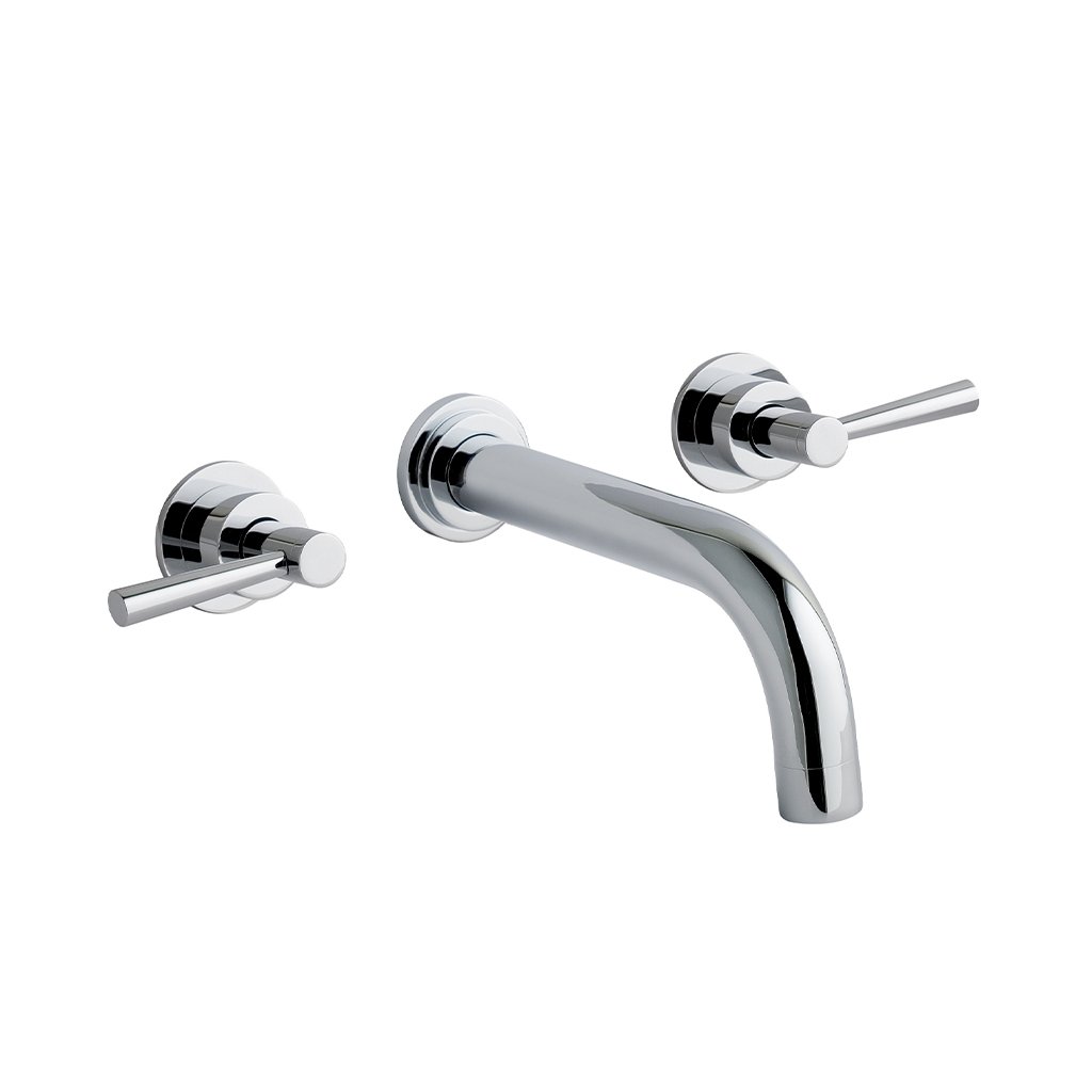 Prado Lever Wall Mounted 3 Tap Hole Basin Mixer Tap Chrome