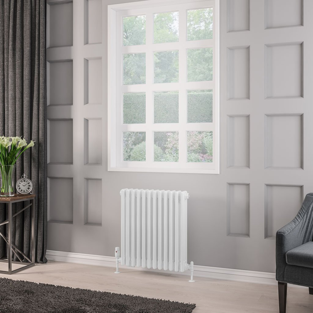 Rivassa 3 Column Radiator 600 x 563mm Gloss White