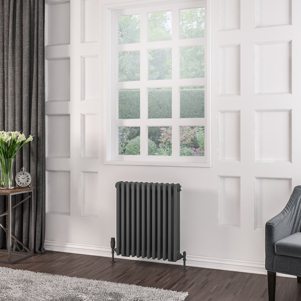 Rivassa 3 Column Radiator 600 x 563mm Matt Anthracite