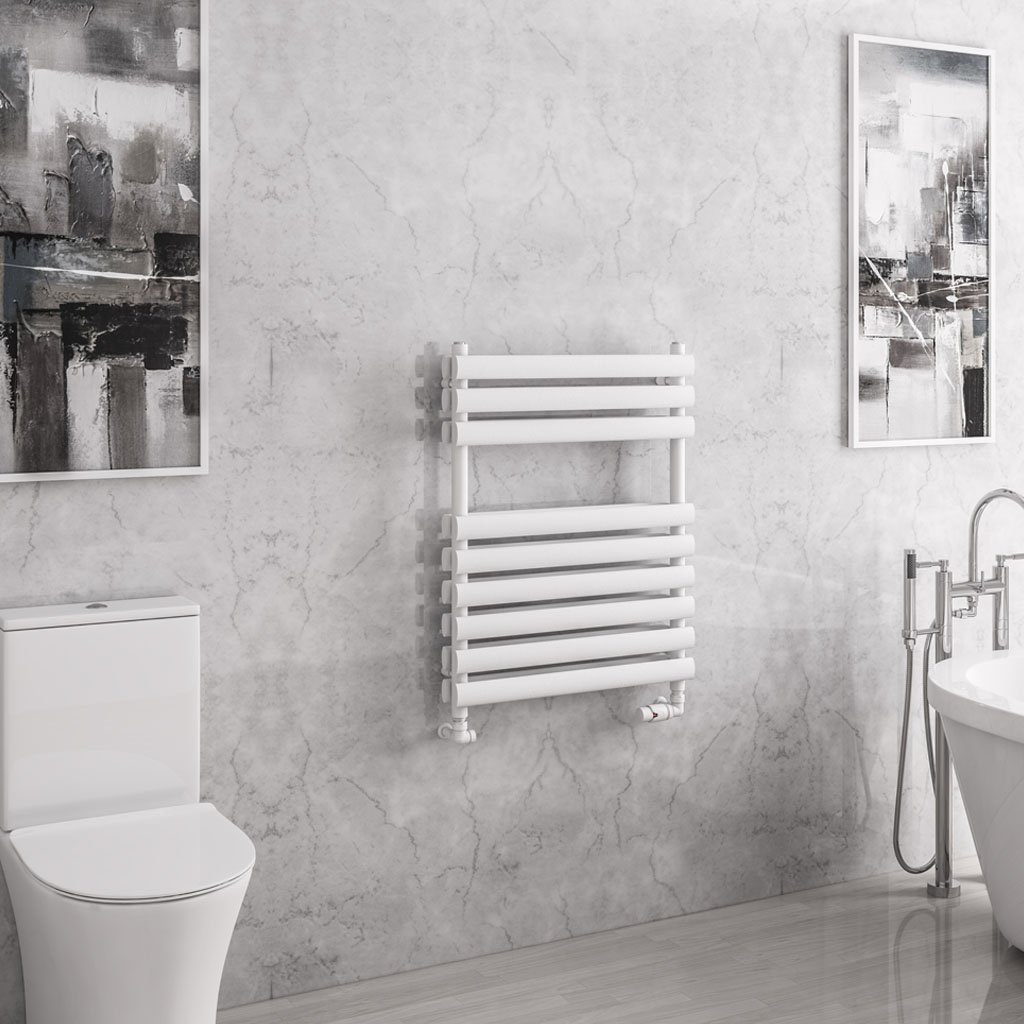 Tunstall Double 800 x 600 Towel Rail Matt White