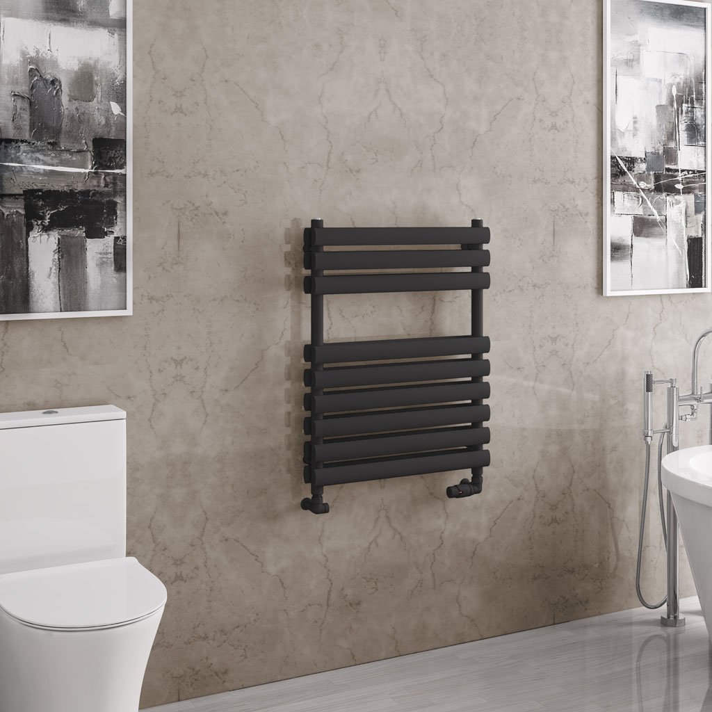 Tunstall Double 800 x 600 Towel Rail Matt Black